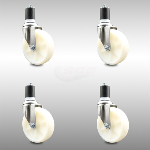 Service Caster 5 Inch 316SS Nylon Wheel Swivel 1-7/8 Inch Expanding Stem Caster Set SCC SCC-SS316EX20S514-NYS-178-4 - main